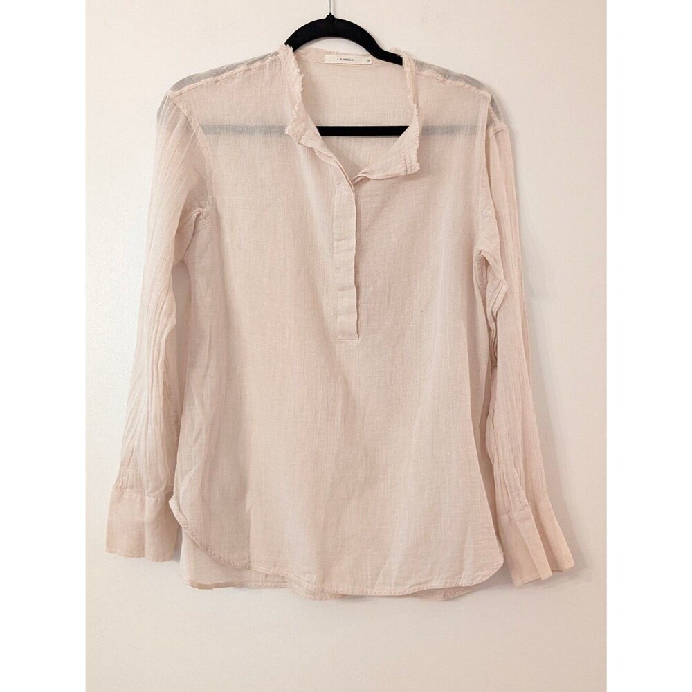 Lis Lareida size 38 Nura raw edge button up blouse shirt women’s beige